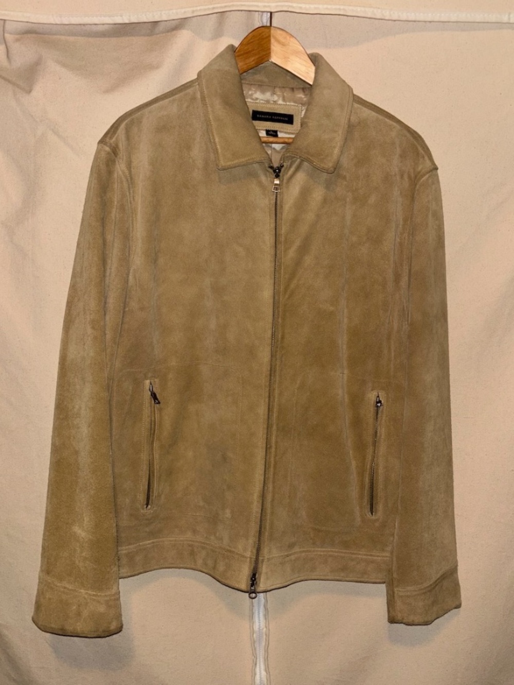 Men's Banana Republic Suede Jacket Tan Large Zippered